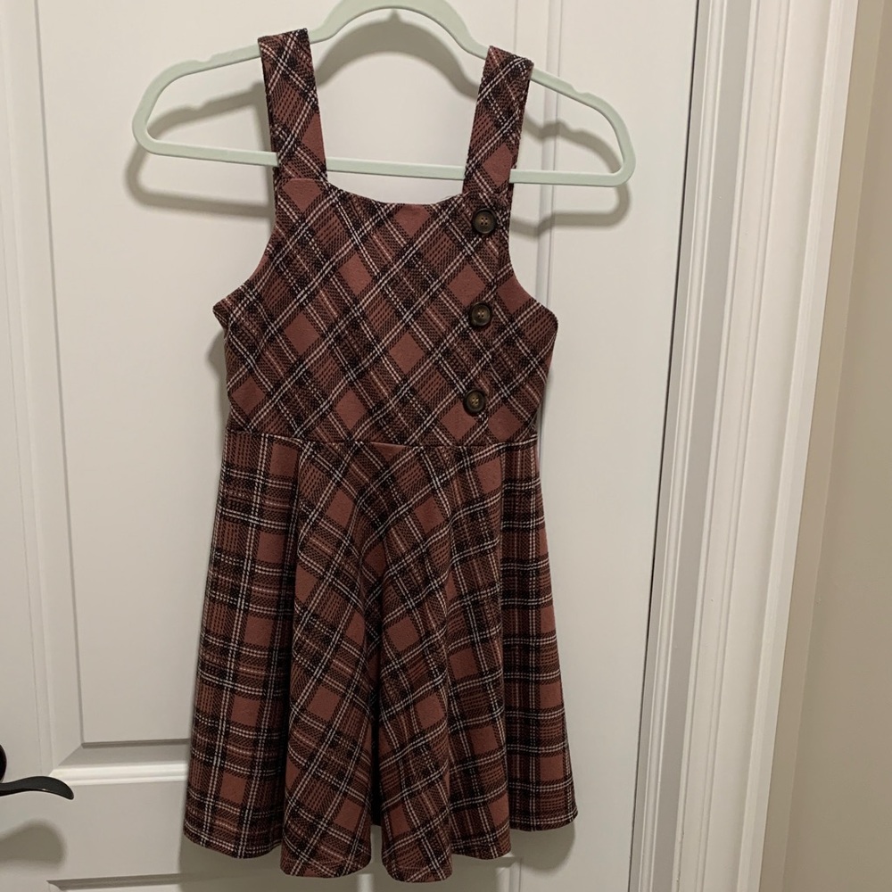 Stylish and Cute Knitworks Girl’Dress in Brown Plaid. Size: M(10/12). Pre-owned.